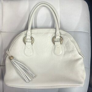 Vintage Portofino Pebbled Leather Tote Bag | Cream Soft Leather Satchel